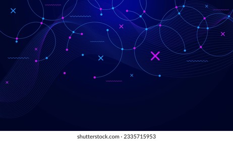 Connecting dots and circle lines background. Round banner for big data visualization, network connection and global communication technology concept. Vector illustration.