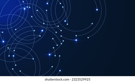 Connecting dots and line circles for network connection, social networking, big data visualization and communication technology background. Vector illustration.