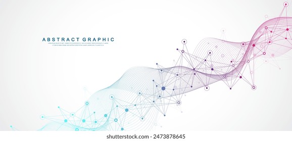 Connecting dots and lines. Abstract geometric plexus style background. Hand drawn vector art.