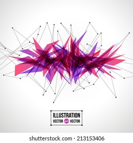 Connecting Dots and Red Fragments - Connection Business and Science Vector Concept. Gray Communication Background. Graphic Design for Your Design