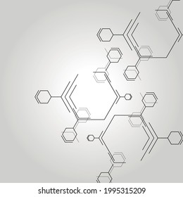 Connecting hexagons shapes on light background. Business network concept. Geometric art. Medical technology science background