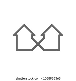 connecting homes. connect houses. vector logo.