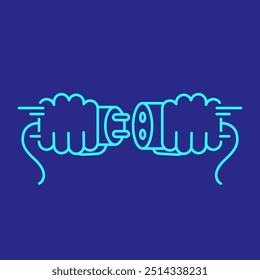 Connecting Ideas and Energy – Symbolic Representation of Two Hands Uniting Elements as a Metaphor for Collaboration, Innovation, and Building Strong Connections for Effective Communication and Teamwor