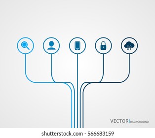 Connecting, Integrating Modern Design Layout (Blue Shades) | EPS10 Vector
