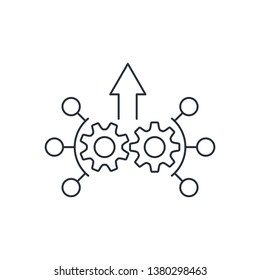 Connecting Internet resources. Productivity, efficiency. Vector linear icon.