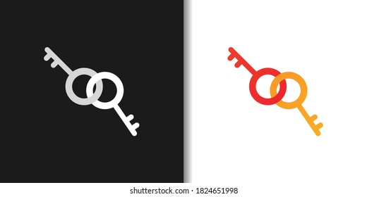 connecting key logo idea template vector set