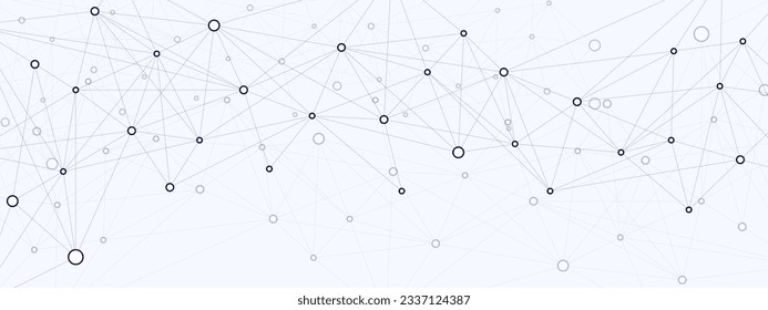 Connecting lines and dots background design. Global network connection, big data visualization and digital communication. Science and technology concept. Vector illustration.