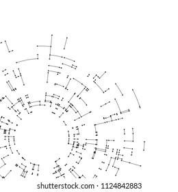 Connecting lines and dots on white background. Abstract network connection design concept. Technology design vector background, digital geometric abstraction with lines and points.