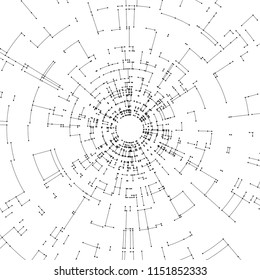 Connecting lines and dots on white background. Abstract network connection design concept. Technology design vector background, digital geometric abstraction with lines and points