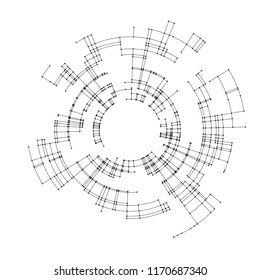 Connecting lines and dots on white background. Abstract network connection design concept. Technology design vector background, digital geometric abstraction with lines and points.