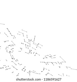 Connecting lines and dots on white background. Abstract network connection design concept. Technology design vector background, digital geometric abstraction with lines and points.