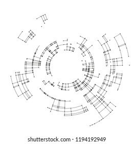 Connecting lines and dots on white background. Abstract network connection design concept. Technology design vector background, digital geometric abstraction with lines and points.