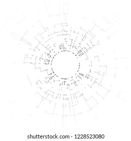 Connecting lines and dots on white background. Abstract network connection design concept. Technology design vector background, digital geometric abstraction with lines and points.