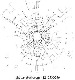 Connecting lines and dots on white background. Abstract network connection design concept. Technology design vector background, digital geometric abstraction with lines and points.