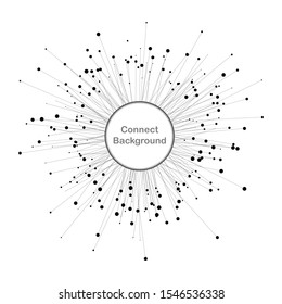 Connecting many dots with circle in center via lines. Command concept or social connection.