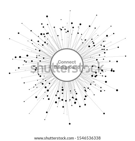 Connecting many dots with circle in center via lines. Command concept or social connection.