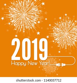 Connecting to the new year 2019. Vector Christmas illustration.