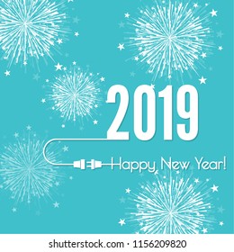 Connecting to the new year 2019. Vector Christmas illustration.