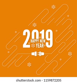 Connecting to the new year 2019. Vector Christmas illustration.