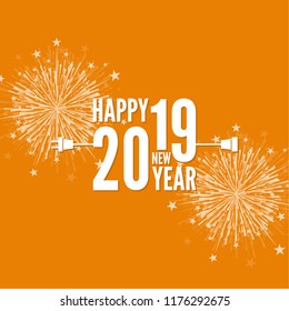 Connecting to the new year 2019. Vector Christmas illustration.