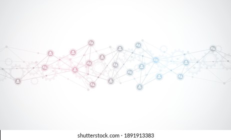 Connecting people and communication concept, social network. Vector illustration