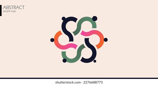 connecting people icon, business network logo, social networking and communication infographic. abstract people silhouette vector illustration.