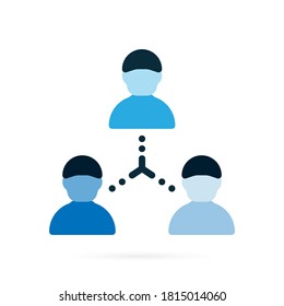 Connecting people icon. Social network concept. Blue symbol on white background. Vector illustration.