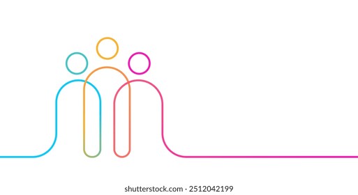 Connecting people line art community graphic or background. People connecting or unity of people vector graphic on white background. Community and Unity Line Art People