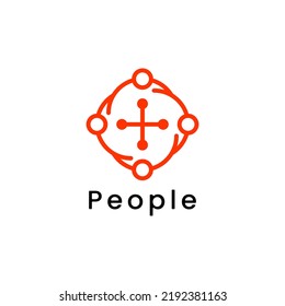 Connecting People Logo. Flat Vector Logo Design Template Element
