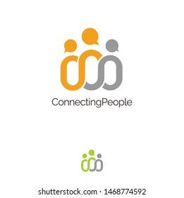 connecting people logo template. bubble speech people icon