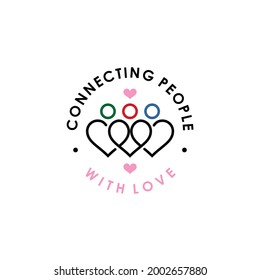 connecting people with love logo design vector stamp sticker badge label logo design vector illustration