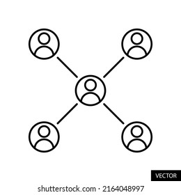 Menschen verbinden, Leute Netzwerk oder Teamwork Vektorsymbol in Linie Stil Design für Website-Design, App, UI, einzeln auf weißem Hintergrund. Bearbeitbarer Strich. EPS10 Vektorgrafik.