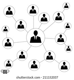 Connecting people on circle - Vector.