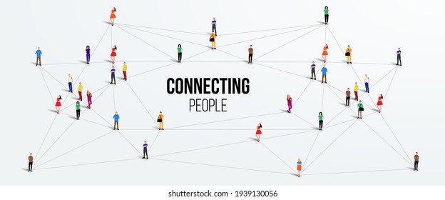 Connecting people. Social network concept. Bright background. Vector illustration