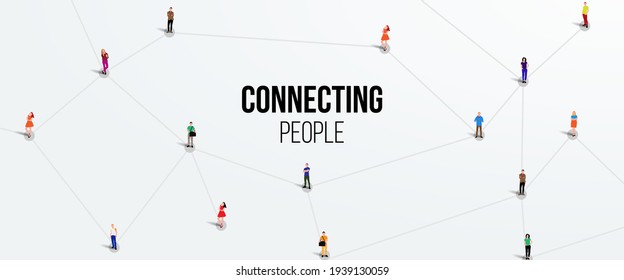 Connecting people. Social network concept. Bright background. Vector illustration