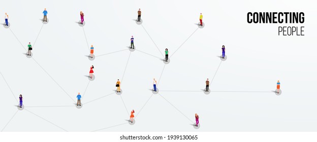 Connecting people. Social network concept. Bright background. Vector illustration