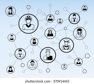 connecting people, social network concept.