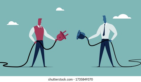 Connecting people working together, Cooperation concept