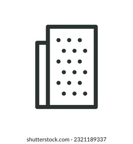 Icono aislado de placa perforada, icono vectorial de placas unidas planas con trazo editable