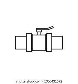 connecting pipes valve illustration. Engineering vector outline icon 