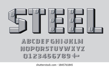 Connecting plates  with  screw . Cartoon style font.