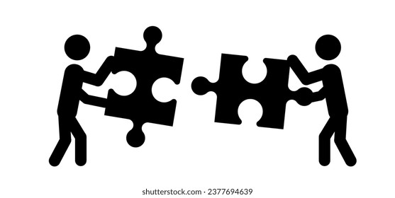 Elementos del rompecabezas de conexión. Trabajo en equipo, rompecabezas rompecabezas patrón de conexión de línea. Icono o pictograma de piezas de rompecabezas. Concepto de negocio. Símbolo de trabajo en equipo, cooperación, asociación.