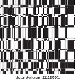 Connecting rectangular tiny and bigger box like elements, creating modern, tight grid based pattern in black and white