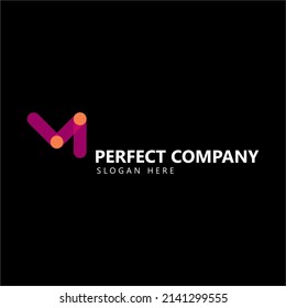 Conectando el concepto del logo de puntos rojos. Logo vector para tecnología, aplicaciones, producto, marca y empresa.
