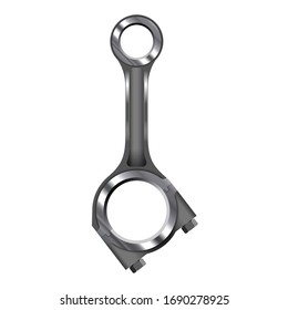 Connecting rod from a car engine. The parts of the internal combustion engine. Part connecting the piston and crankshaft. Vector illustration.