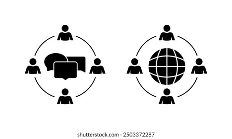 Connecting to the same network icons. Silhouette style. Vector icons.