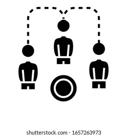 Connecting staff black icon, concept illustration, vector flat symbol, glyph sign.