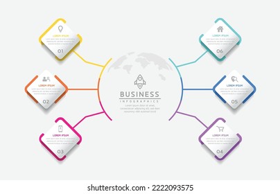 Connecting Steps business Infographic Template with 6 Elements