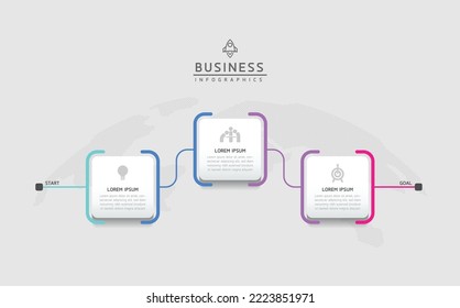 Connecting Steps business Infographic Template with 3 Elements