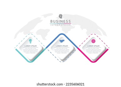 Connecting Steps business Infographic Template with 3 Elements